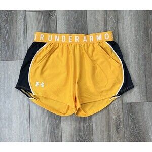 Under Armour Active Shorts Women's Sz XS Yellow Loose Elastic Waist Pockets Logo